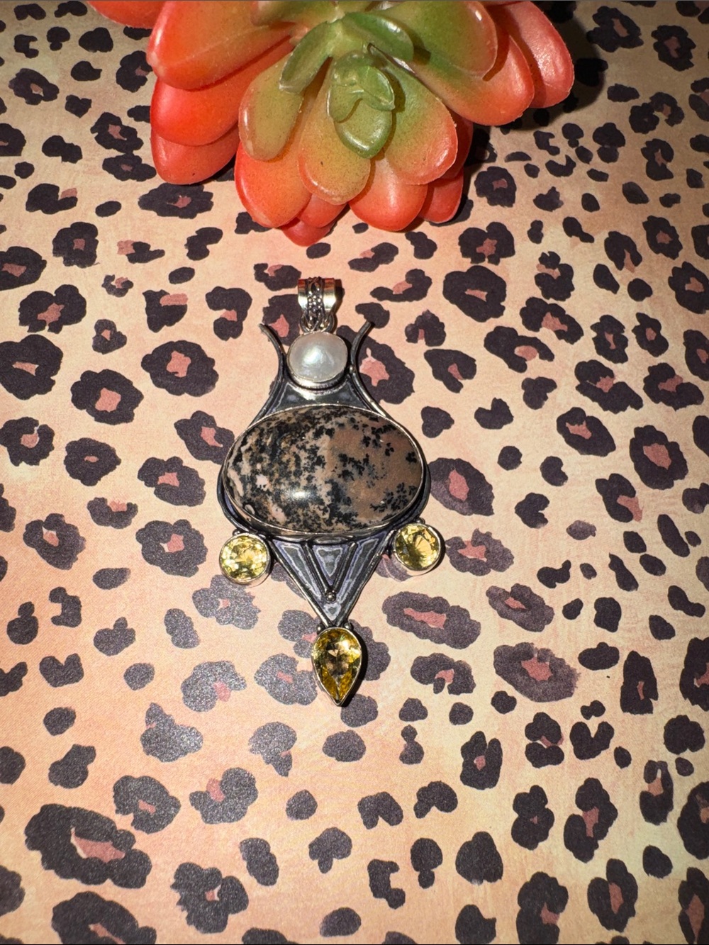 Silver Dendritic Jasper Pendant